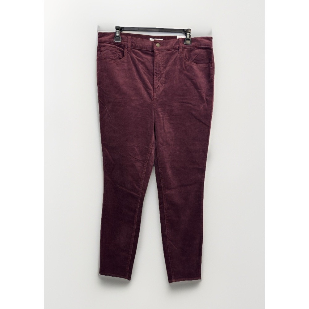 Ann Taylor LOFT Pants Womens 14/32 Burgundy Corduroy High Rise Skinny Leg Casual